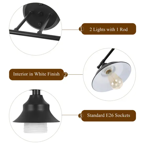 2-Light Vintage Vanity Light Fixture &ndash; Oil Rubbed Bronze Industrial Wall Sconce for Bathroom, Farmhouse, or Entryway &ndash; Hardwired, Easy Installation {3}