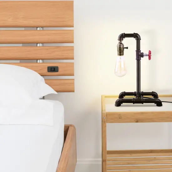 Industrial Water Pipe Table Lamp, Vintage Steampunk Night Light, Rustic Metal Water Pipe Desk Lamp for Bedroom, Living Room, Bar, and Office {4}