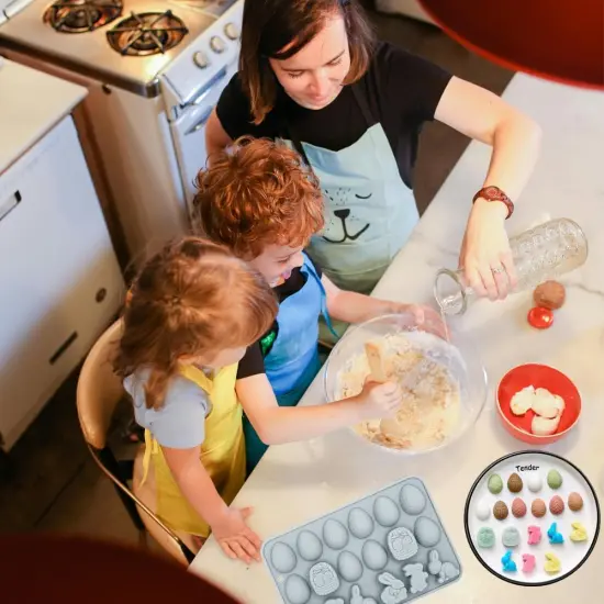 2 Pack Easter Gummy Chocolate Molds 18 Cavities Egg Rabbit Candy Mould Tray Baking Tools for Chocolate Cake Dessert Candy Mousse Pastry Handmade Soap Cupcake Topper Crayons {2}