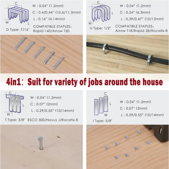 Upholstery Staple Gun Heavy Duty, 4 in 1 Stapler Gun with 2000 Staples, Remover, Manual Brad Nailer Power Adjustment Stapler Gun for Wood, Upholstery, Carpentry, Decoration DIY Staple Gun {5}