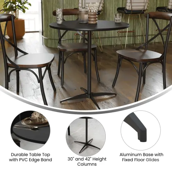 Emma and Oliver 30" Round Wood Cocktail Table with 30" and 42" Columns Natural {10}