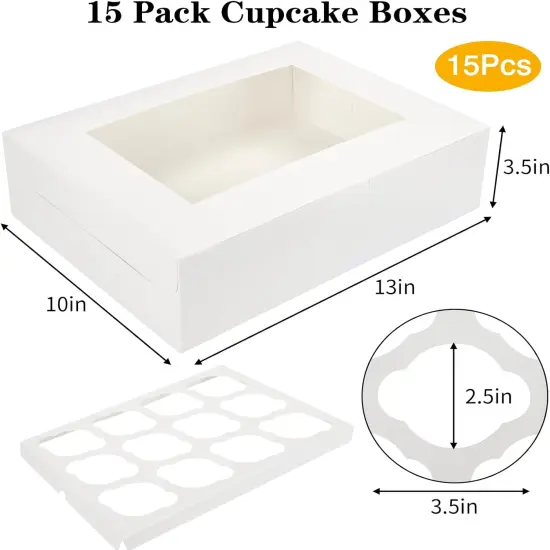 30pcs Cupcake Boxes, Cupcake Boxes 12 Count, Containers with Window for Birthday Holiday Party Bakery Supplies {2}
