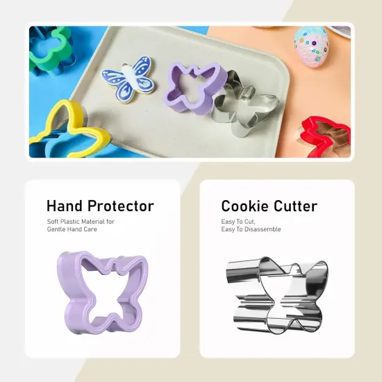 8 Pcs Cookie Cutters, Biscuit and Uncrustable Maker - Bunny, Chick, Butterfly and More Animal Cracker Shapes {4}