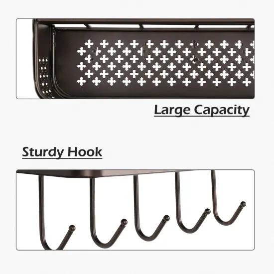 2PCS Wall Mount Metal Letter Holders Basket with 5 Hooks {2}