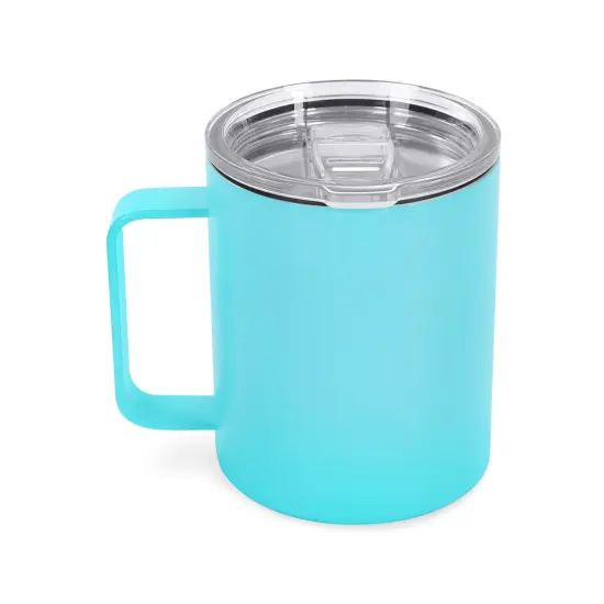 Makerflo 12 oz Powder Coated Camper Mug with Leak-Proof Clear Lid, Ideal for Craft and Personalization (Laser Engraving, UV DTF, Epoxy, and Vinyl) Teal {4}