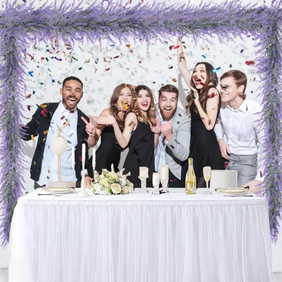 2pcs Wisteria Lavender Garland, 6Ft Purple Lavender Artificial Garland, Spring Summer All Year Lavender Garland for Farmhouse Wedding Mantle Arch Porch Stair Table Indoor Door Home Decor {3}