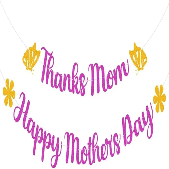 Mother's Day Flowers Butterfly Banner Decorations {1}