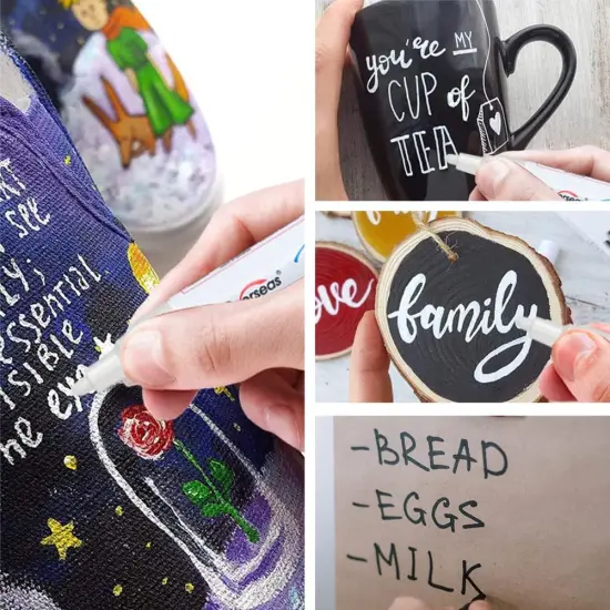 White and Black Paint Pens Paint Markers - 6 Pack Permanent Oil Based Paint Pen {3}