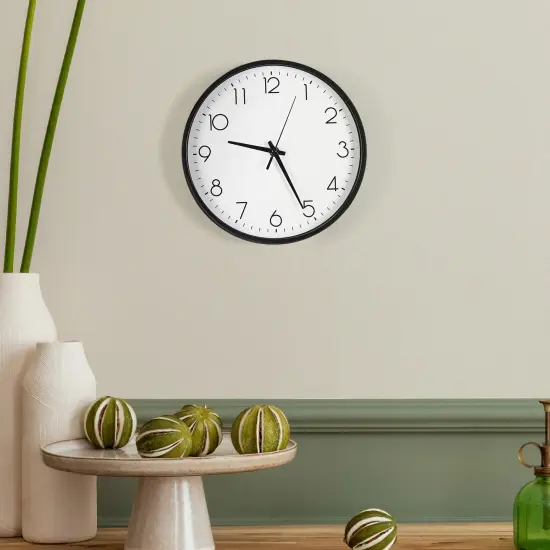 Modern 9.8-Inch Silent Wall Clock &ndash; Minimalist Design, Battery Operated Black {1}