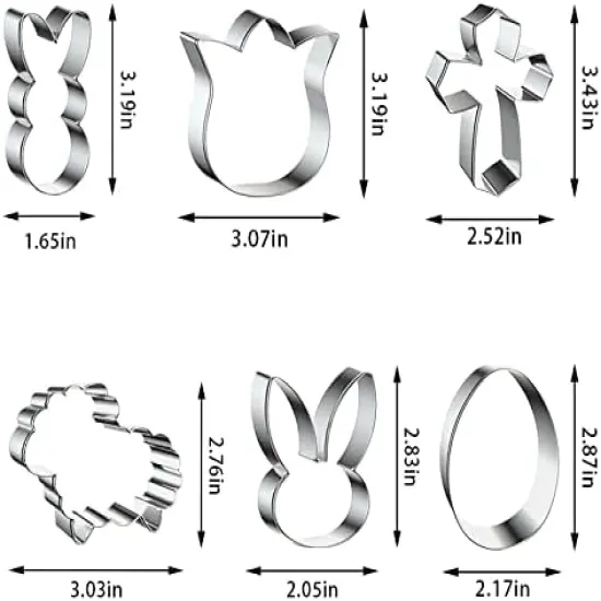 6 Pieces Easter Metal Cookie Cutters Set For Kitchen Baking, Easter Egg Rabbit Cross Cookie Mold Stainless Steel For Easter Day Holiday Party Baking Gift Small Biscuit Cutters {2}
