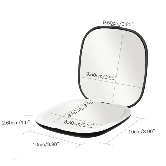 Black - 1x/3x Magnifiying Rechargeble LED Compact Makeup Mirror {5}