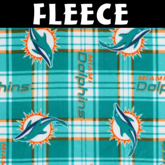 Licensed NFL Miami Dolphins Plaid Fleece 6448-D Fabric by the Yard {1}