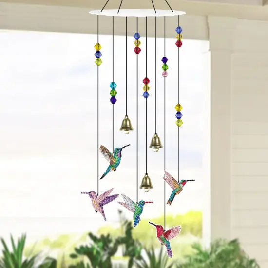 Diamond Painting Kits, Hummingbird Diamond Art Wind Chimes, Diamond Art Kits for Adults, Adult Craft Kits for Garden Decor {4}