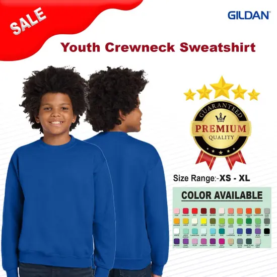 Gildan&reg; Youth Crewneck Long Sweatshirt Sport grey {2}