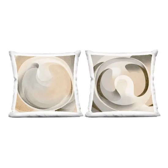 Stupell Industries Neutral Circular Vortex 2pc Decorative Printed Throw Pillow Set Design by Noah Bay, 18 x 7 x 18 {1}