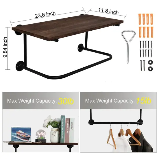 Wall-Mounted Coat Rack Shelf, Wall-Mounted Clothing Rack {2}