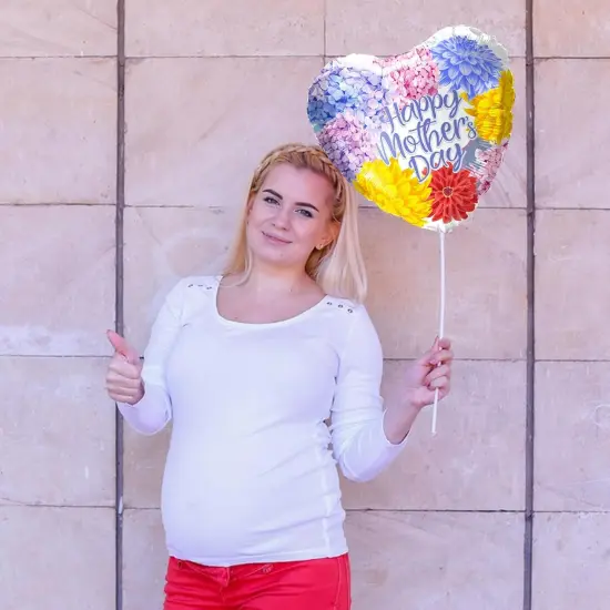 Mothers Day Balloons Kit 18'' Happy Mother’s Day Foil Balloons Flower Aluminum Balloons Set for Mothers Day Party Decoration Birthday Holiday Celebration Supplies (9Pcs) {5}