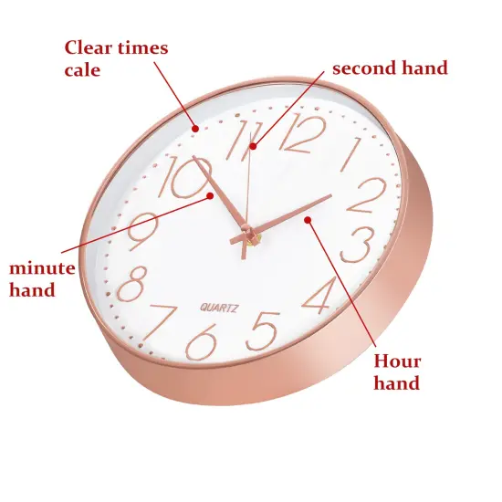 Modern 9.8-Inch Silent Wall Clock &ndash; Minimalist Design, Battery Operated Pink {3}