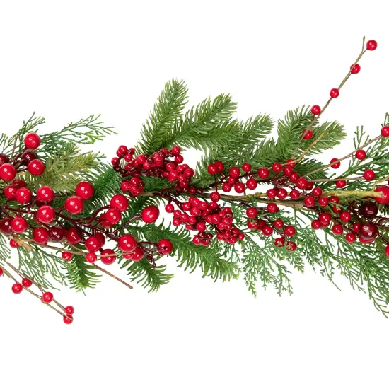 Northlight Cedar, Pine and Berries Artificial Christmas Garland - 5' - Unlit Green {5}