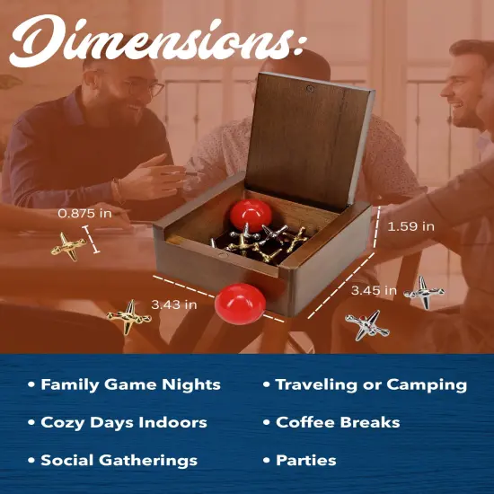 WE Games Old-Fashioned Metal Jacks in a Walnut Stain Wooden Box {3}