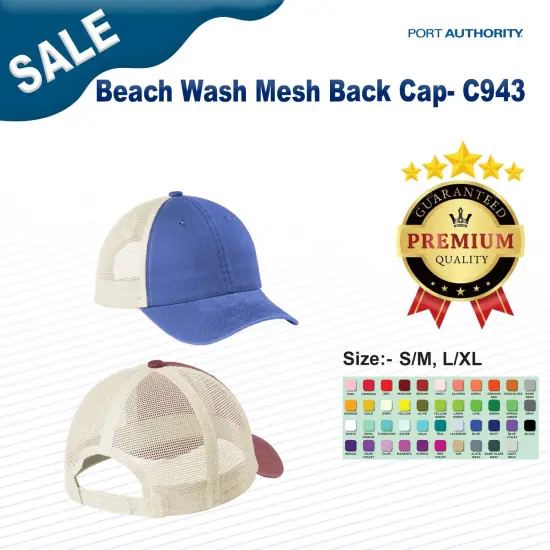 Port Authority&reg; Beach Wash Mesh Back Cap Coal/ Stone {3}
