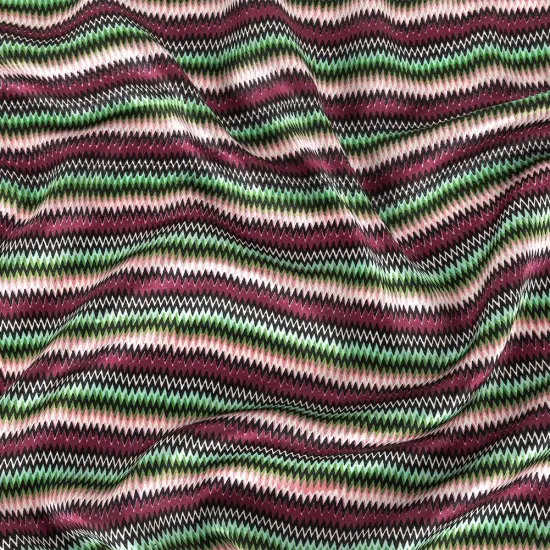 1 Yard Pink and Green Silk Charmeuse Fabric Zig Zag Stripes 54 inch Width {2}