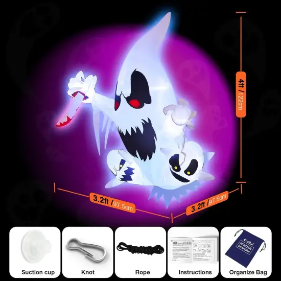 4FT Halloween Inflatable Decoration - Ghost Break Window {2}