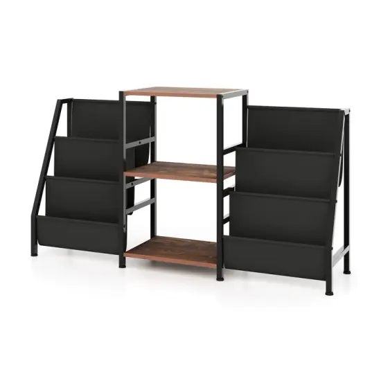 Wooden Record Player Stand with 3 Shelves, Turntable Display for up to 200 Albums, Compact Storage Solution White {7}