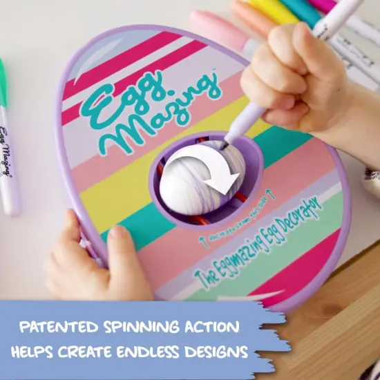 Egg Decorating Spinner and 8 Colorful Quick Drying Non Toxic Markers (Purple) {2}