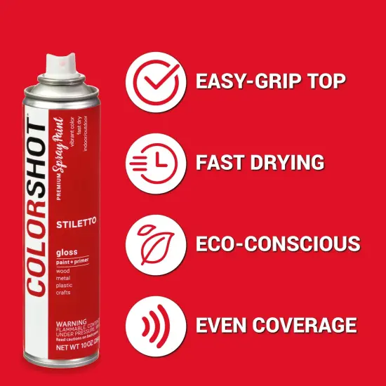 COLORSHOT Gloss Spray Paint Stiletto (Red) 10 oz. 4 Pack {4}