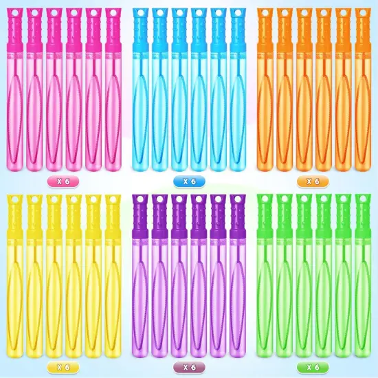 Bubble Wand, 36 Pcs Bubble Wands Bulk in 6 Colors, Bubble Party Favors for Kids, Summer Toys, Indoor Outdoor Activity, Themed Birthday, Wedding, for Girls & Boys {2}