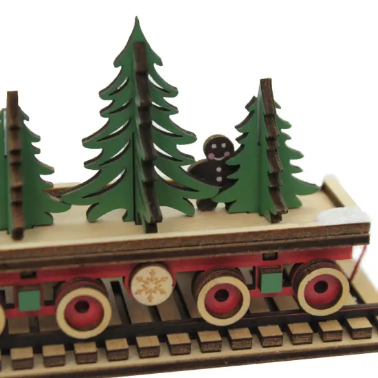 Ginger Cottages 3.0 Inch Santa's Np Express Flat Car Tree Ornament , North Pole Train Green {3}