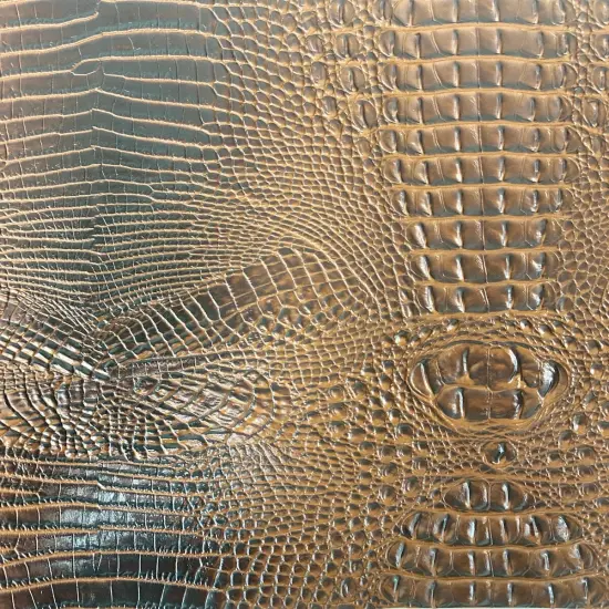 1 Yard 3D Embossed Gator Faux Leather Vinyl Fabric Durable Upholstery Handbags 56" Width Dark Brown {2}