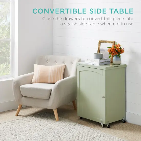 Best Choice Products Sewing Machine Table & Desk w/ Craft Storage and Trays Light Green {6}