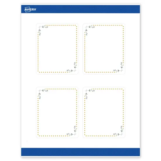 Avery Printable Rectangle Labels, Gold Dots with Green Florals, 4" x 3-1/3", Matte White Rectangle Labels, Permanent, Laser/Inkjet, 40ct, Great for Product Labels {1}