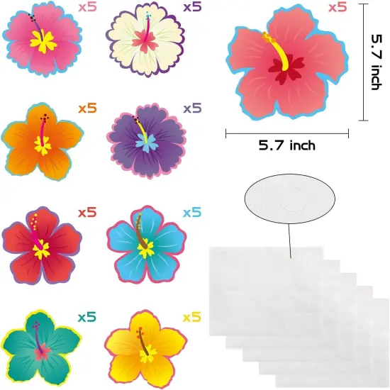 45 Pcs Back to School Luau Hibiscus Flower Cutouts {2}