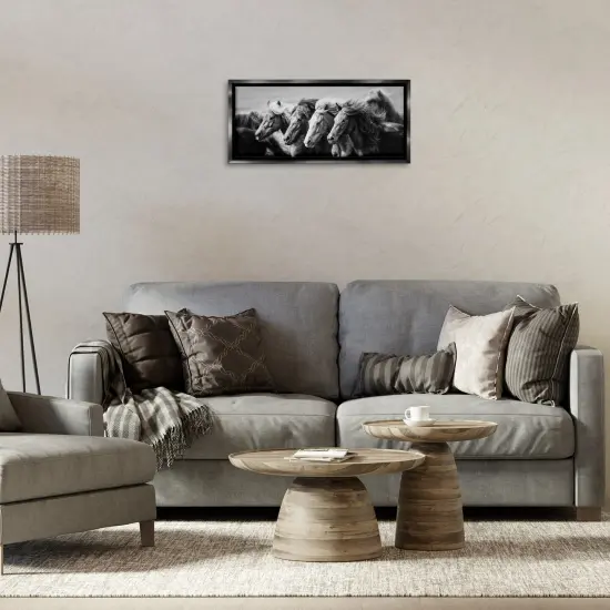 Stupell Industries Monochrome Horse Herd Gallop Floating Frame By PHBurchett {8}