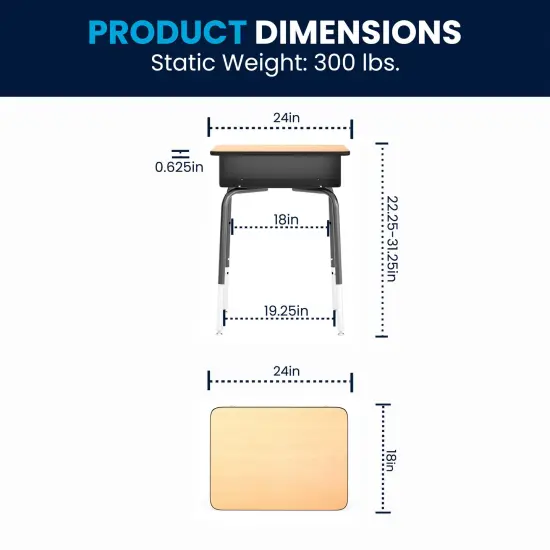Emma and Oliver Student Desk with Open Front Metal Book Box - School Desk Natural/BlackFrame {6}
