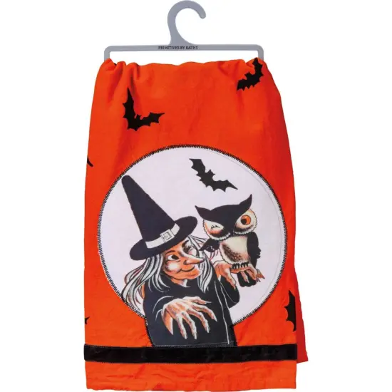 Decorative Towel Owl Witch & Boo To You Halloween 100% Cotton Kitchen 101875*101770 28.0 Inch Owl Witch & Boo To You Halloween Hand Towel Set , Super Absorbent Halloween Decor Halloween 100% Cotton Kitchen Orange {2}