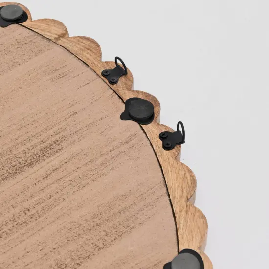 Decorative Wall Mirror with Wood Bead Design Frame - 32" {6}