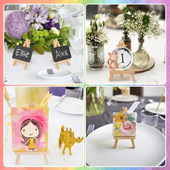5" Mini Wood Display Easel 24 Pack, Natural Wooden Small Easel Stand for Signs, Small Canvases, Table Display, Pictures, Photos, Wedding Place Cards, Crafts and Other Smaller Projects {5}