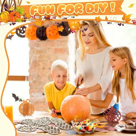 60 Pcs Fall Crafts Set 48 Pcs Wooden Pumpkin {3}