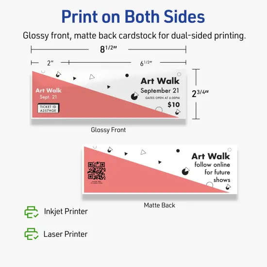 2-3/4" x 8-1/2" Rectangle, Glossy White Tickets {6}
