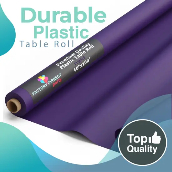 Exquisite Plastic Table Cover Roll &ndash; 40" x 100' Disposable Tablecloth Roll &ndash; Premium Thick 0.5 MIL Plastic Banquet Roll &ndash; Party Table Cover Roll for Events & Catering Purple {2}
