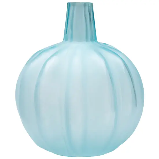 Northlight Transparent Glass Pumpkin Candle Holder - 9" - Blue {5}
