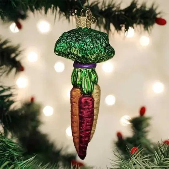 Old World Christmas 4.75 In Rainbow Carrots Christmas Tree Ornament , Ornament Veggie Multicolored {3}
