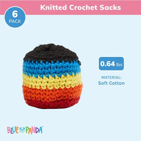 6 Pack Knitted Juggling Sacks - Soft Foot Bag Balls for Adults, Party Favors, Soccer Training (6 Designs, 2.5 x 2 x 1.5 In) {4}