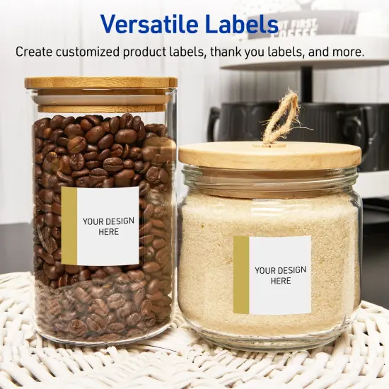 Avery Printable Square Labels, Gold-Dipped Edge, 3" x 3", Matte White Square Labels, Permanent, Laser/Inkjet, 60ct, Great for Product Labels {6}