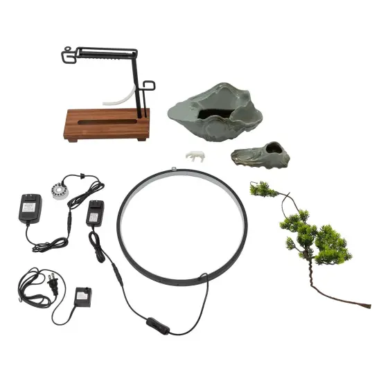 Kitcheniva Water Fountain LED Indoor Fake Plants Tabletop {3}