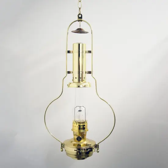 Aladdin Brass Hanging Oil Lamp with Larger Fuel Tank, Genie III Chandelier for Homesteaders or Emergencies, 28 in tall, Brass Trim {1}